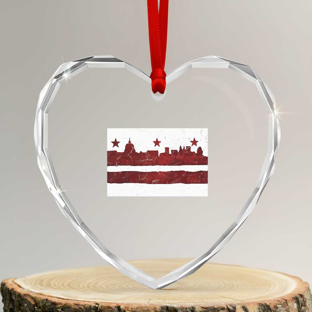 Washington DC Flag Heart Crystal Glass Ornament TS10 Transparent Glass 3'' Heart Print Your Wear