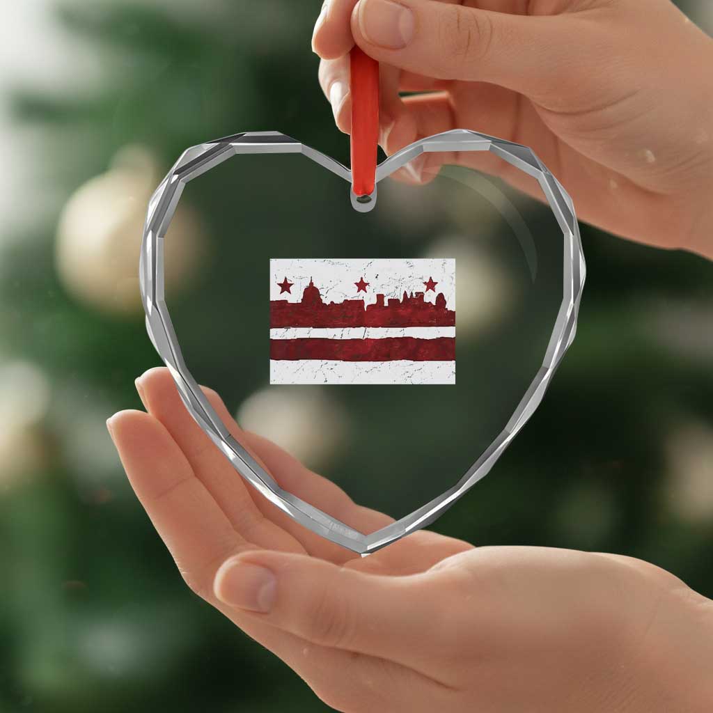Washington DC Flag Heart Crystal Glass Ornament TS10 Print Your Wear