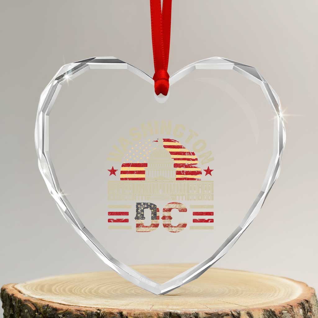 Washington DC Heart Crystal Glass Ornament Retro US Flag Souvenir Gift TS10 Transparent Glass 3'' Heart Print Your Wear