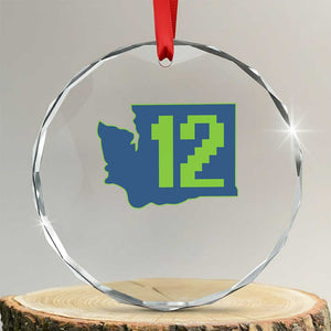 Washington State Map Number 12 Crystal Glass Ornament Pacific Northwest Sports Fan