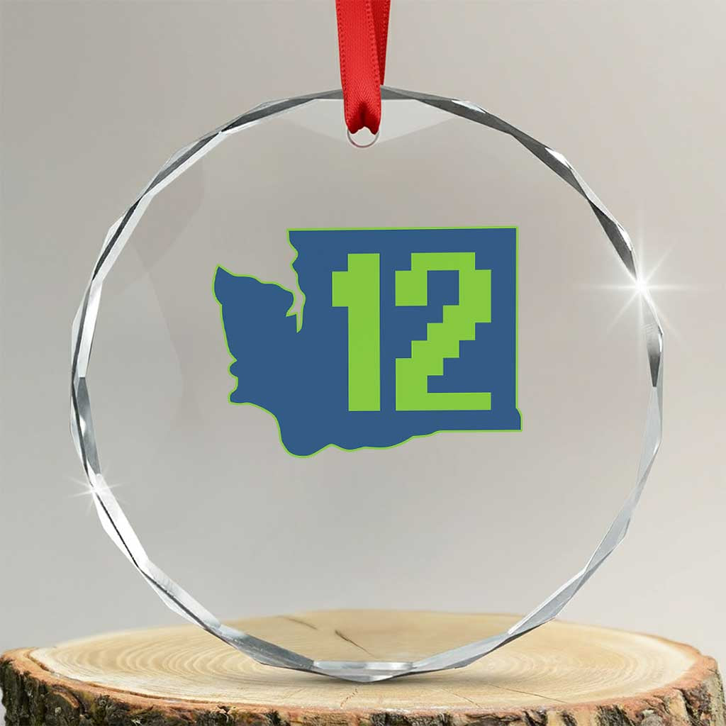 Washington State Map Number 12 Crystal Glass Ornament Pacific Northwest Sports Fan TS12 Transparent Glass 3'' Circle Print Your Wear