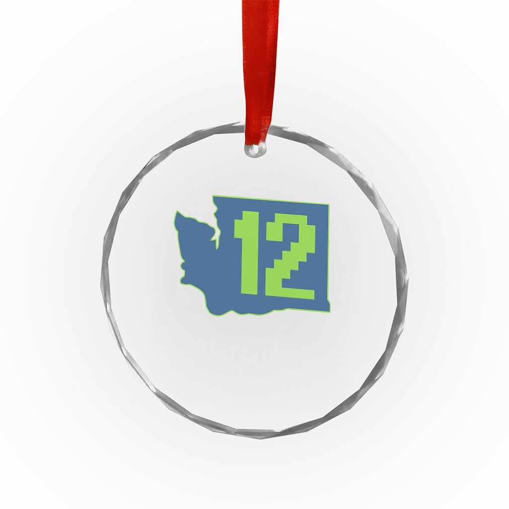 Washington State Map Number 12 Crystal Glass Ornament Pacific Northwest Sports Fan