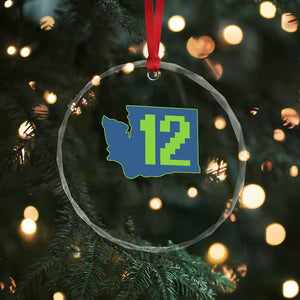 Washington State Map Number 12 Crystal Glass Ornament Pacific Northwest Sports Fan