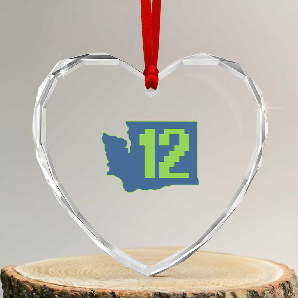 Washington State Map Number 12 Heart Crystal Glass Ornament Pacific Northwest Sports Fan TS12 Transparent Glass 3'' Heart Print Your Wear