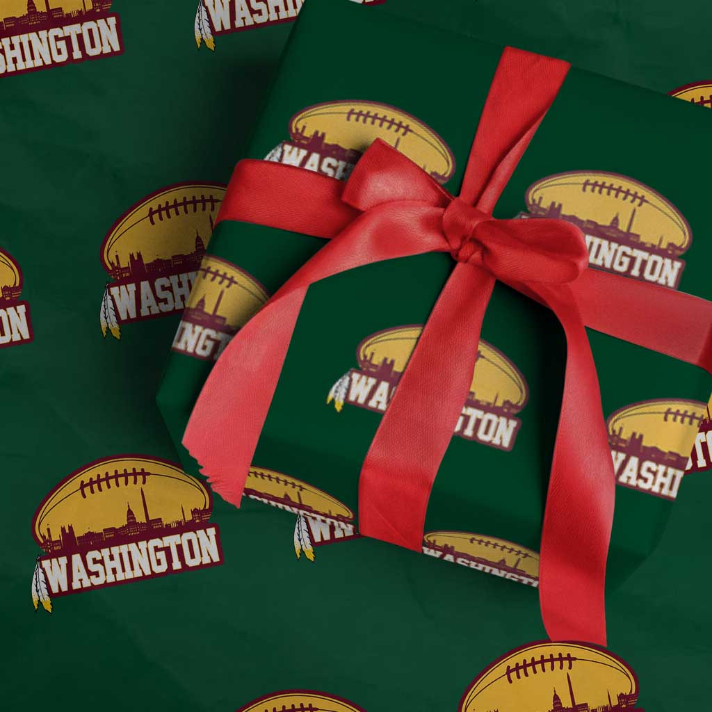 Washington Skyline Native American Feather Pride Wrapping Paper Roll Football Sports Fan TS02 Green Print Your Wear