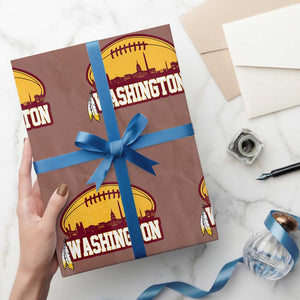 Washington Skyline Native American Feather Pride Wrapping Paper Roll Football Sports Fan TS02 Mocha Print Your Wear