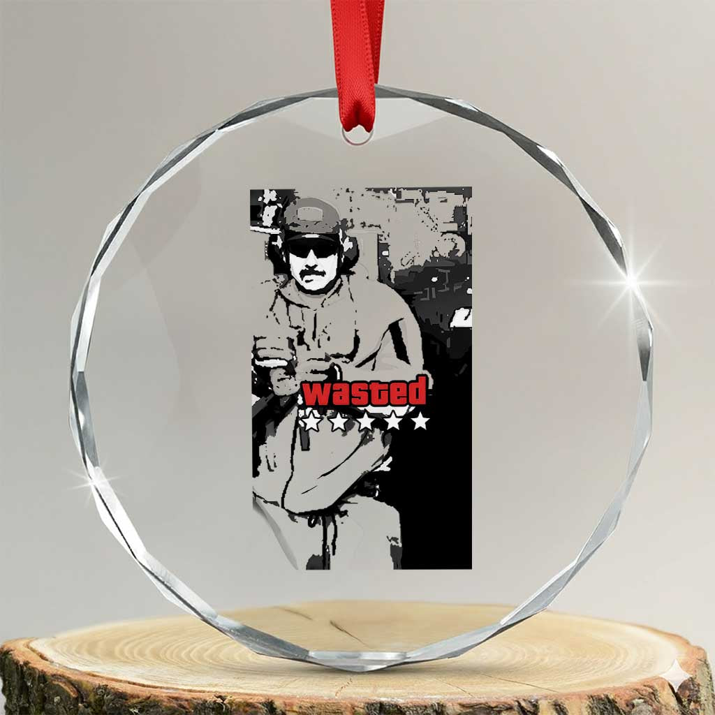 Wasted Maduro Meme Crystal Glass Ornament Dictators Downfall Political Satire GTA Style TS02 Transparent Glass 3'' Circle Print Your Wear