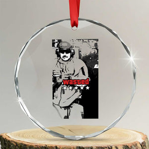 Wasted Maduro Meme Crystal Glass Ornament Dictators Downfall Political Satire GTA Style TS02 Transparent Glass 3'' Circle Print Your Wear