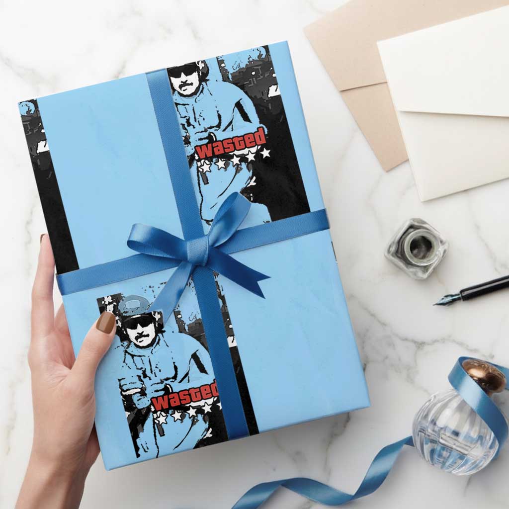 Wasted Maduro Meme Wrapping Paper Roll Dictators Downfall Political Satire GTA Style TS02 Light Blue Print Your Wear