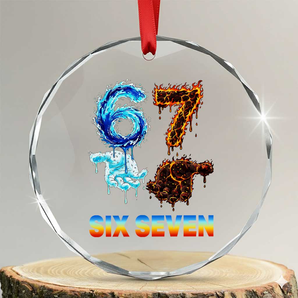 Water Fire Element Six Seven Crystal Glass Ornament Trendy Meme Gift TS12 Transparent Glass 3'' Circle Print Your Wear