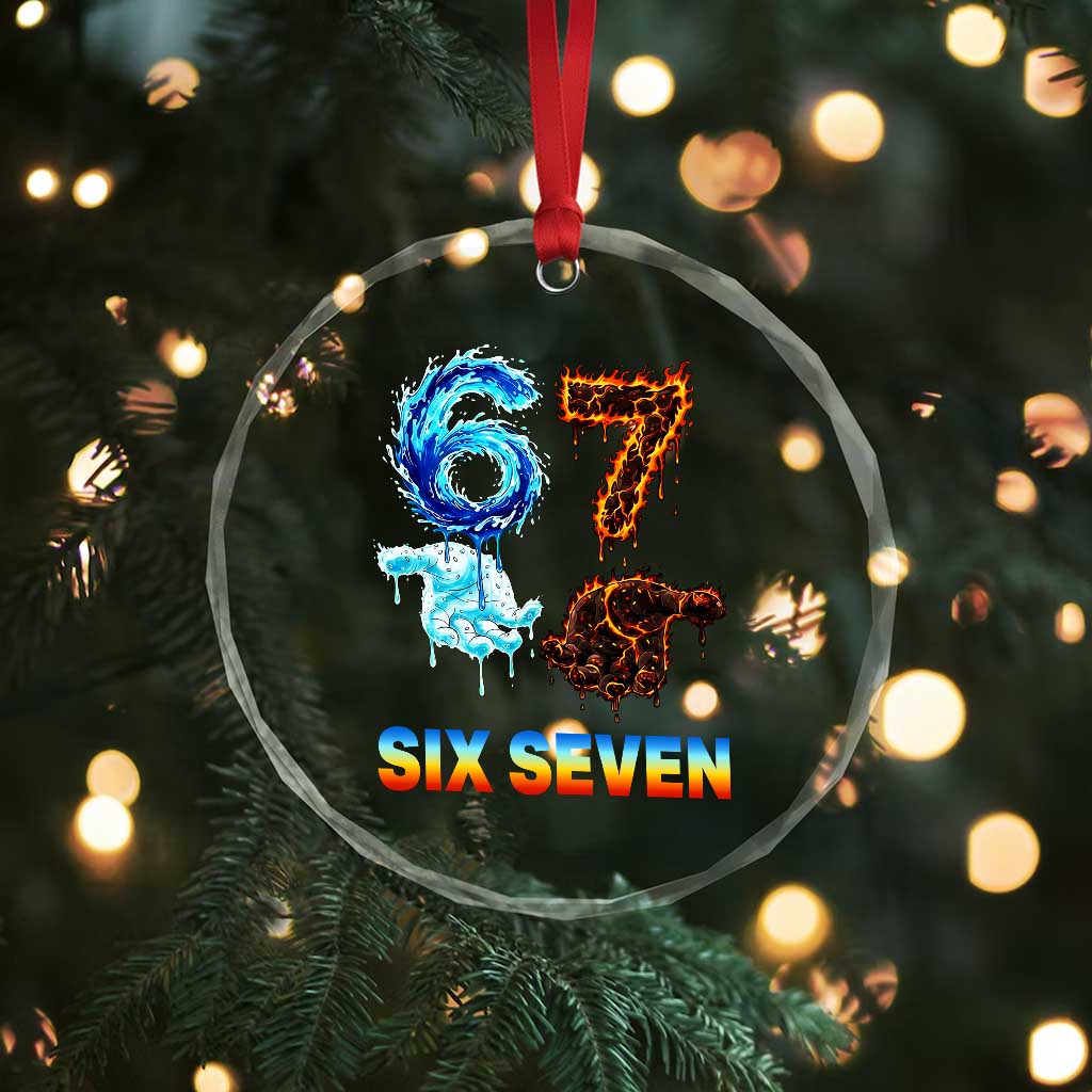 Water Fire Element Six Seven Crystal Glass Ornament Trendy Meme Gift TS12 Print Your Wear