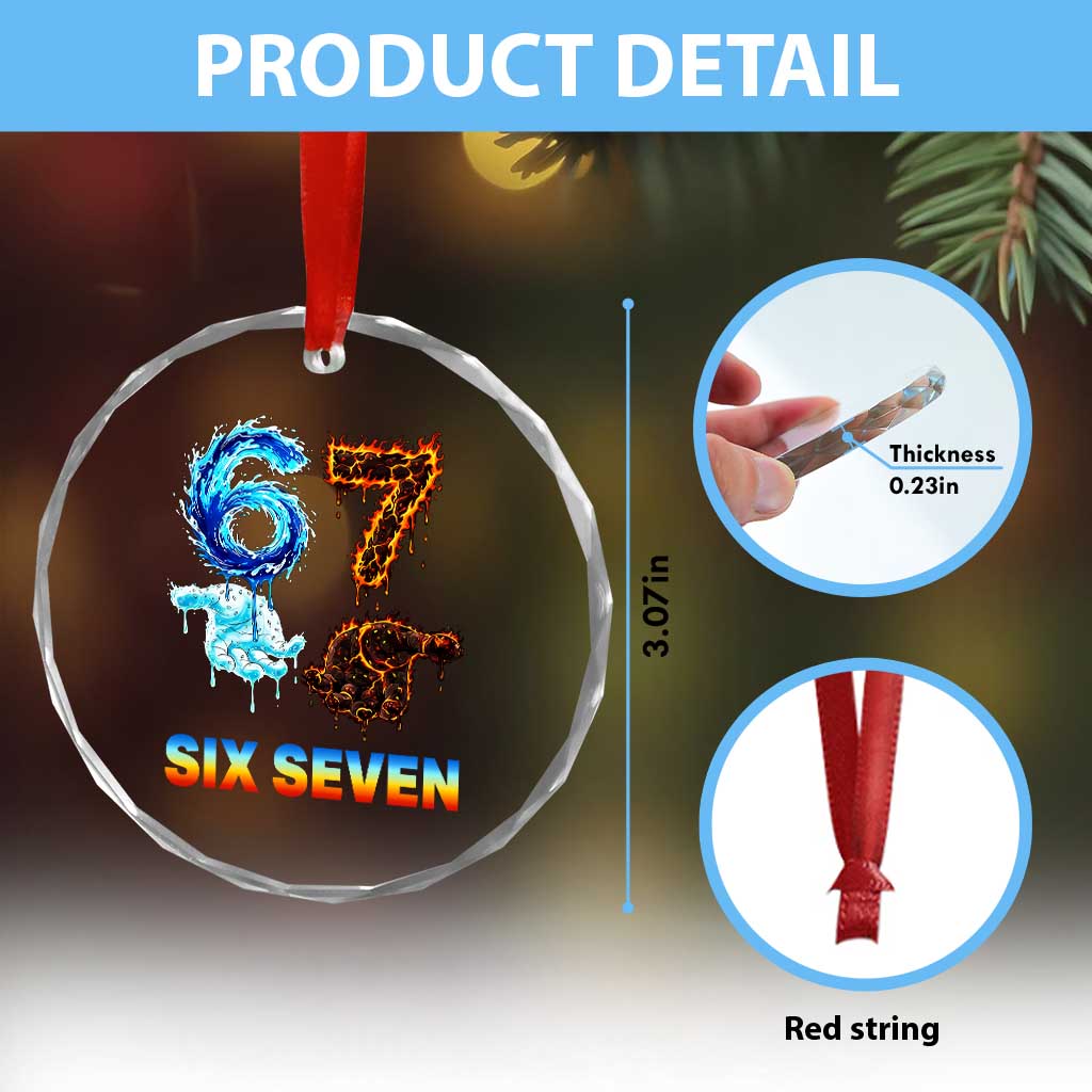Water Fire Element Six Seven Crystal Glass Ornament Trendy Meme Gift TS12 Print Your Wear