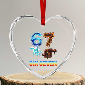 Water Fire Element Six Seven Heart Crystal Glass Ornament Trendy Meme Gift TS12 Transparent Glass 3'' Heart Print Your Wear