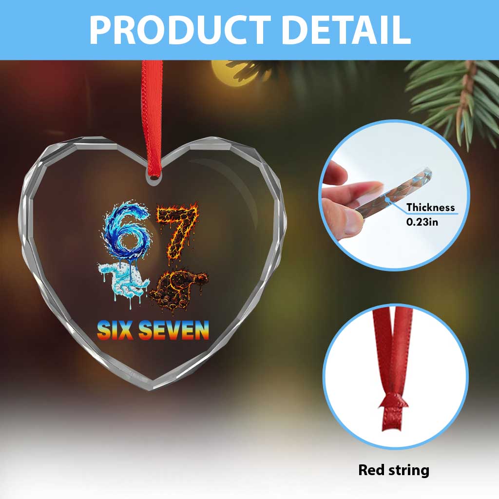 Water Fire Element Six Seven Heart Crystal Glass Ornament Trendy Meme Gift TS12 Print Your Wear