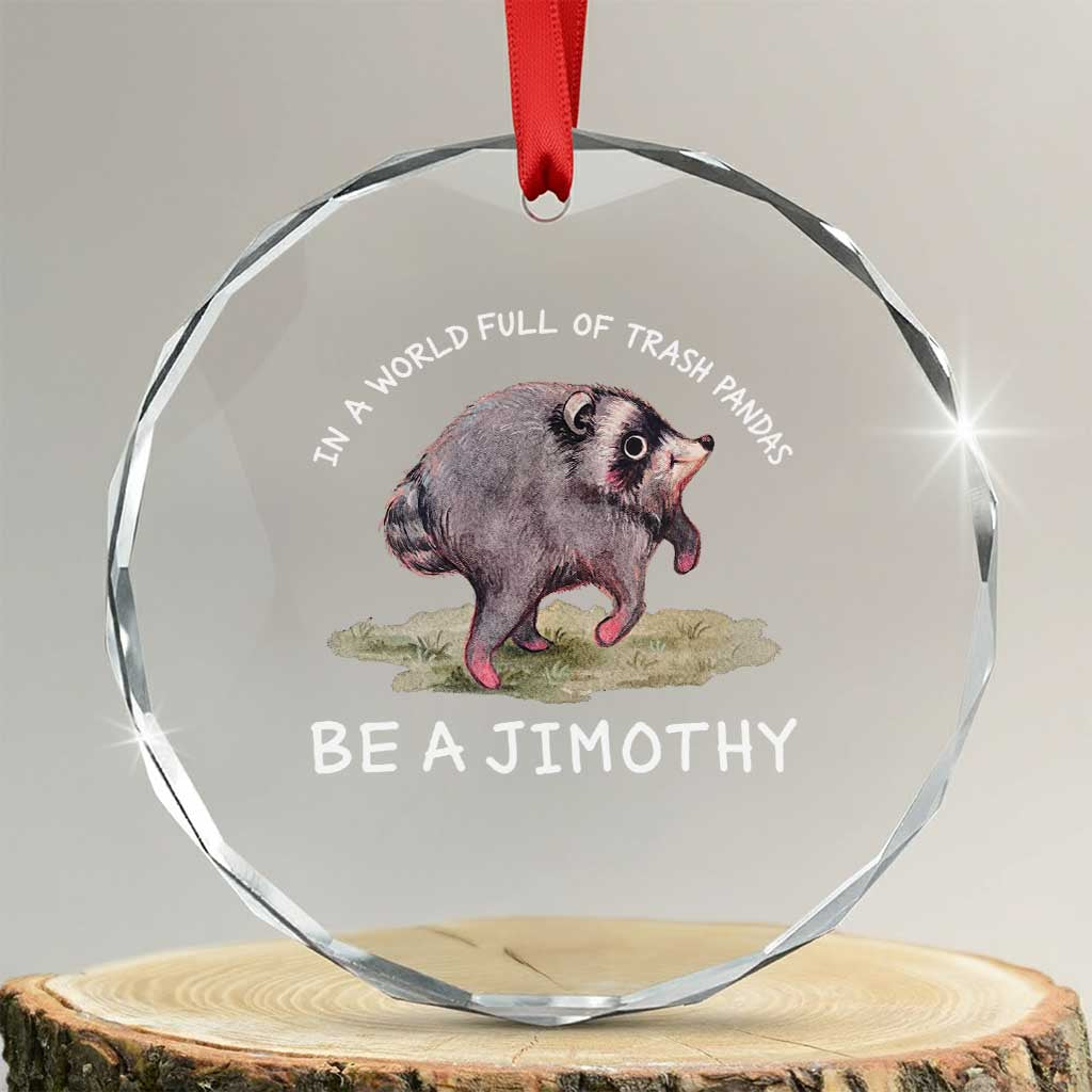 Watercolor Jimothy the Raccoon Crystal Glass Ornament In A World Full Of Trash Pandas Be A Jimothy TS11 Transparent Glass 3'' Circle Print Your Wear