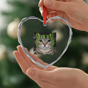 Watermelon Cat Silly Cat Meme Heart Crystal Glass Ornament TS10 Print Your Wear