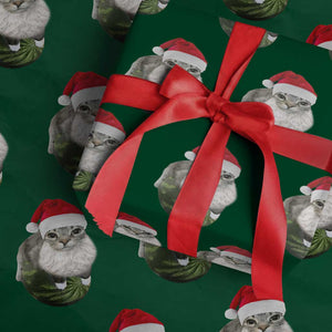 Watermelon Cat Xmas Wrapping Paper Roll Funny Silly Kitten Meme TS14 Green Print Your Wear