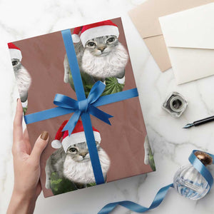 Watermelon Cat Xmas Wrapping Paper Roll Funny Silly Kitten Meme TS14 Mocha Print Your Wear
