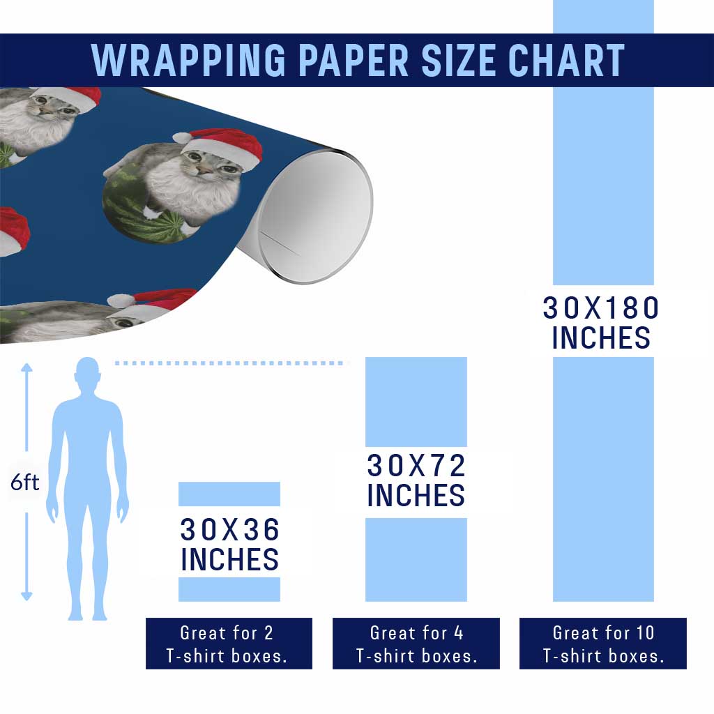 Watermelon Cat Xmas Wrapping Paper Roll Funny Silly Kitten Meme TS14 Print Your Wear