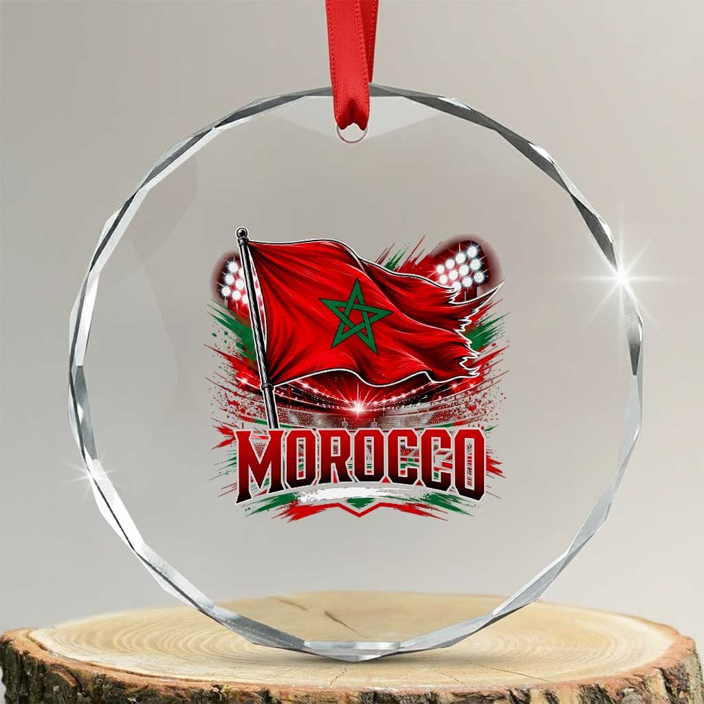 Waving Morocco Flag Stadium Lights Crystal Glass Ornament Patriotic Moroccan Soccer Fans TS02 Transparent Glass 3'' Circle Print Your Wear