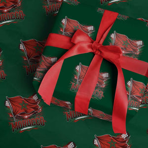 Waving Morocco Flag Stadium Lights Wrapping Paper Roll Patriotic Moroccan Soccer Fans TS02 Green Print Your Wear