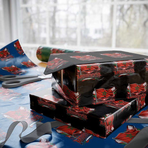 Waving Morocco Flag Stadium Lights Wrapping Paper Roll Patriotic Moroccan Soccer Fans TS02 Black Print Your Wear
