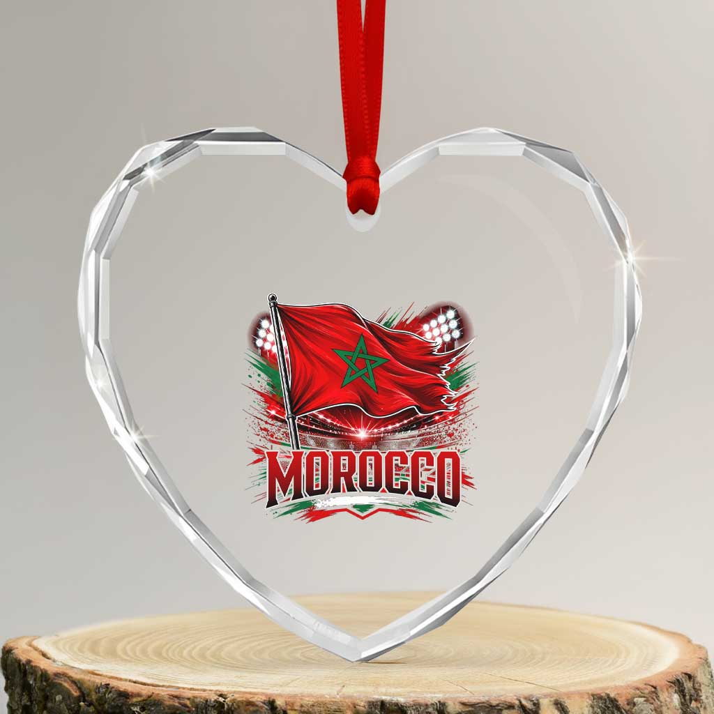 Waving Morocco Flag Stadium Lights Heart Crystal Glass Ornament Patriotic Moroccan Soccer Fans TS02 Transparent Glass 3'' Heart Print Your Wear