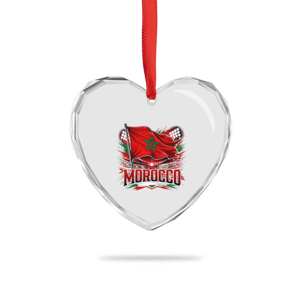Waving Morocco Flag Stadium Lights Heart Crystal Glass Ornament Patriotic Moroccan Soccer Fans TS02 Print Your Wear