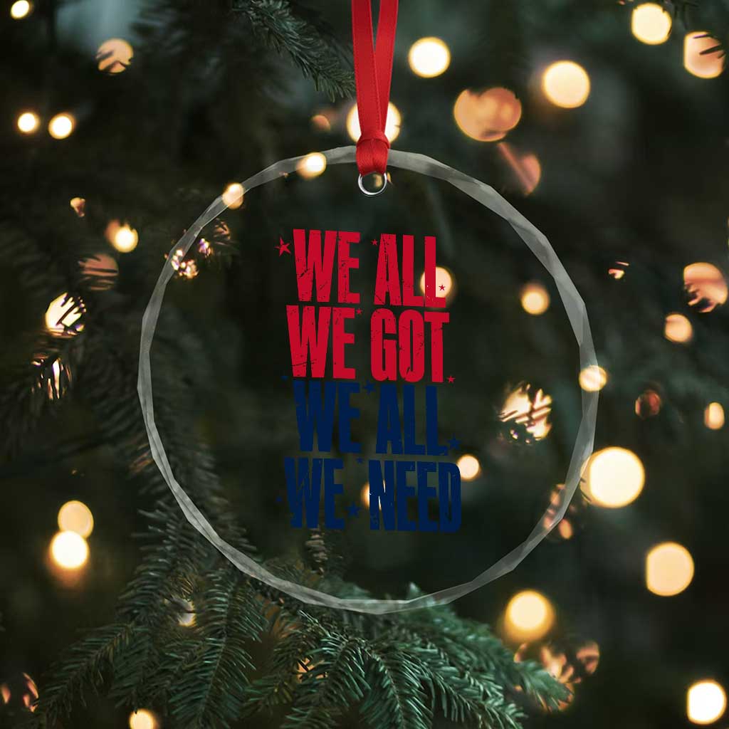 We All We Got We All We Need Patriots Crystal Glass Ornament Red and Blue Sports Fan Chant TS02 Print Your Wear