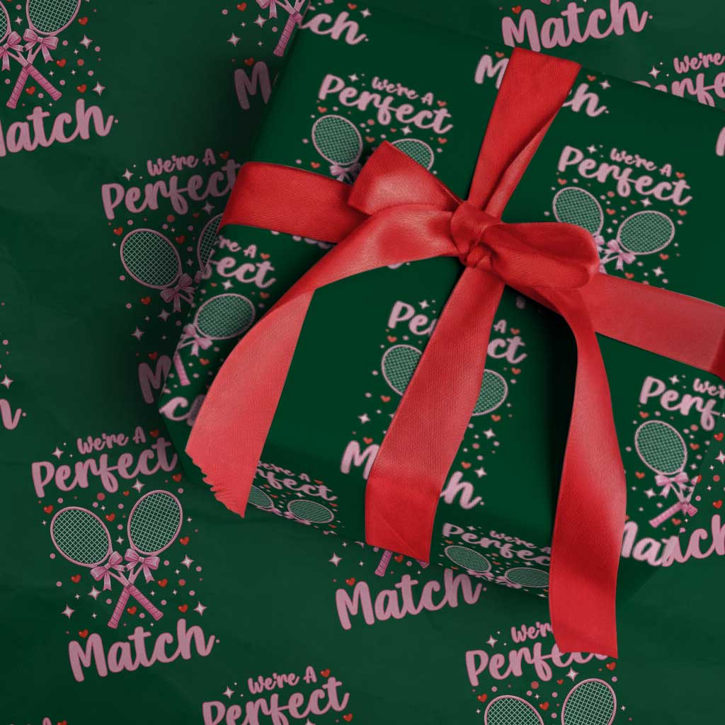 We Are A Perfect Match Wrapping Paper Roll Funny Tennis Valentines TS12 Green Print Your Wear