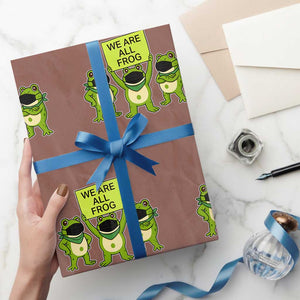 We Are All Frog Wrapping Paper Roll Frogs Protest Together Strong TS02 Mocha Print Your Wear