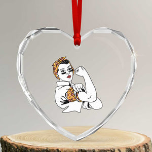 We Can Do It Game Day Heart Crystal Glass Ornament Rosie The Riveter Strong Woman Football Fan