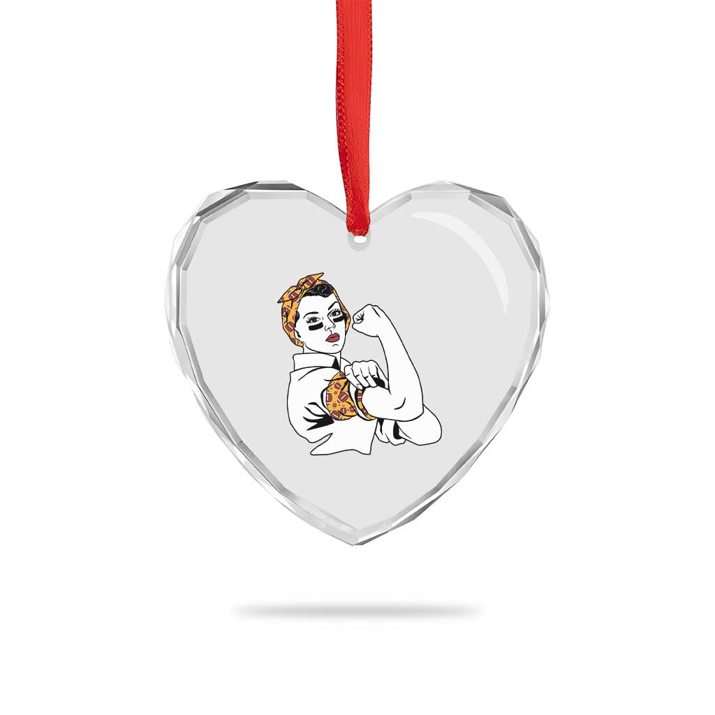 We Can Do It Game Day Heart Crystal Glass Ornament Rosie The Riveter Strong Woman Football Fan