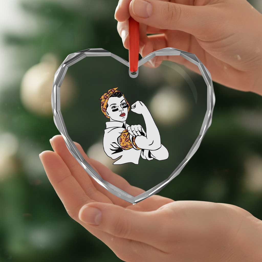 We Can Do It Game Day Heart Crystal Glass Ornament Rosie The Riveter Strong Woman Football Fan