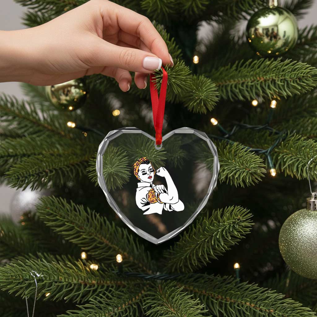 We Can Do It Game Day Heart Crystal Glass Ornament Rosie The Riveter Strong Woman Football Fan