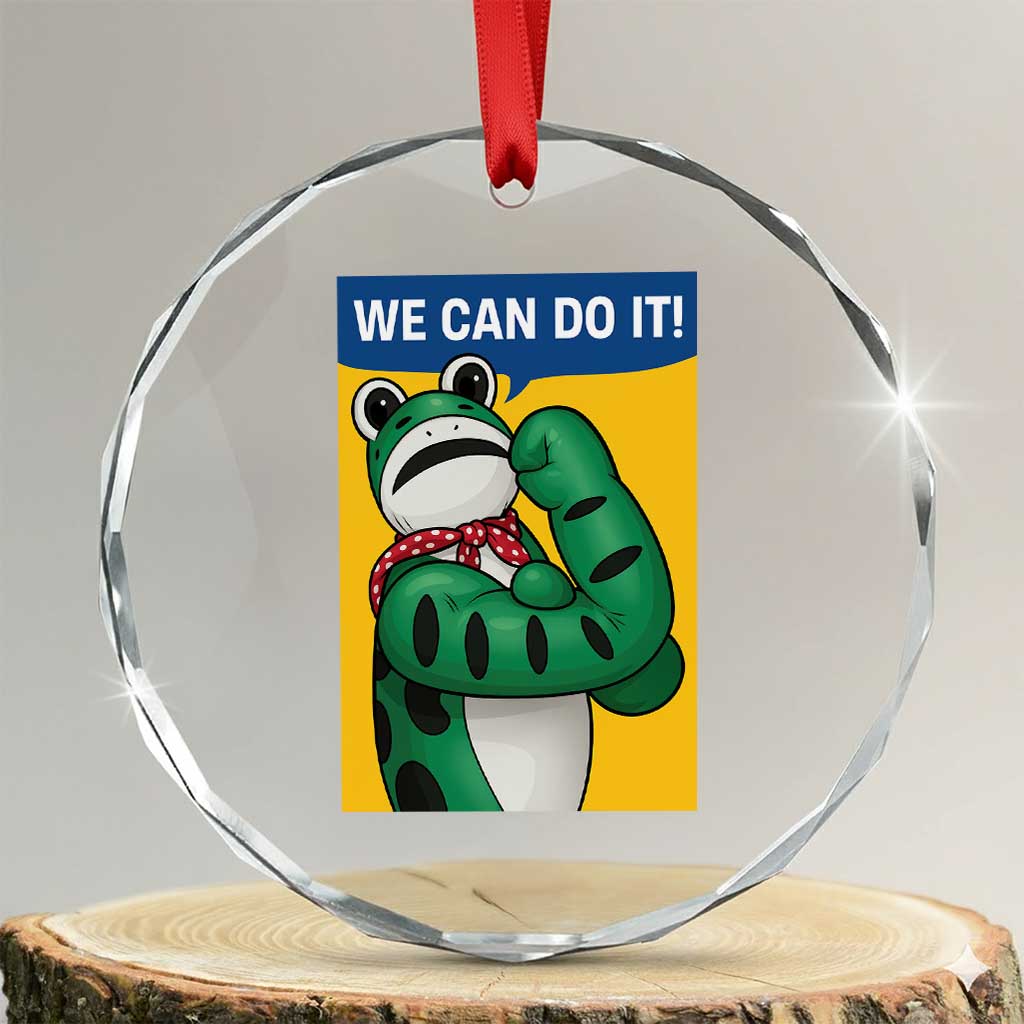 We Can Do It Rosie Frog Crystal Glass Ornament Resist Protest Parody Feminist Retro Poster TS02 Transparent Glass 3'' Circle Print Your Wear