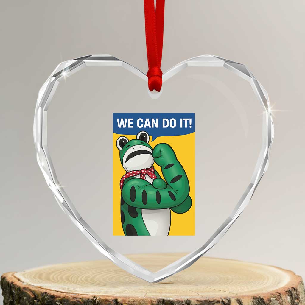 We Can Do It Rosie Frog Heart Crystal Glass Ornament Resist Protest Parody Feminist Retro Poster TS02 Transparent Glass 3'' Heart Print Your Wear