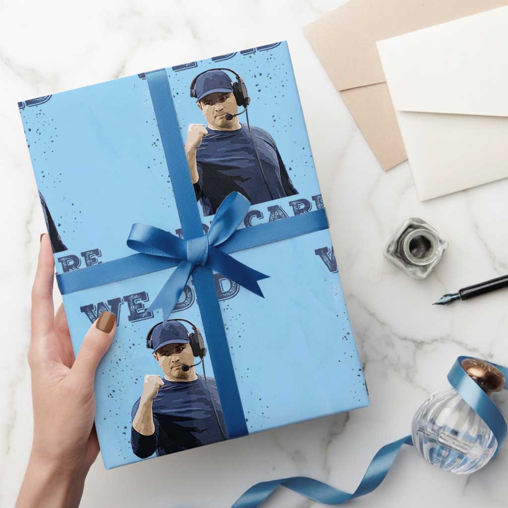 We Did Not Care Funny Hype Coach Wrapping Paper Roll Blunt Comment Game Day Sports Fan TS02 Light Blue Print Your Wear