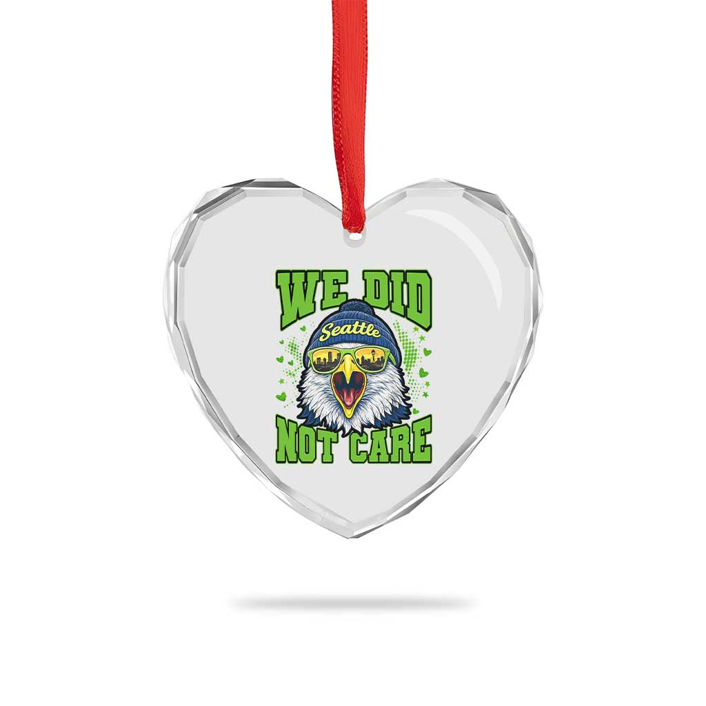 We Did Not Care Seattle Game Day Heart Crystal Glass Ornament Bold Sarcastic Hawk City Skyline Sports Fan