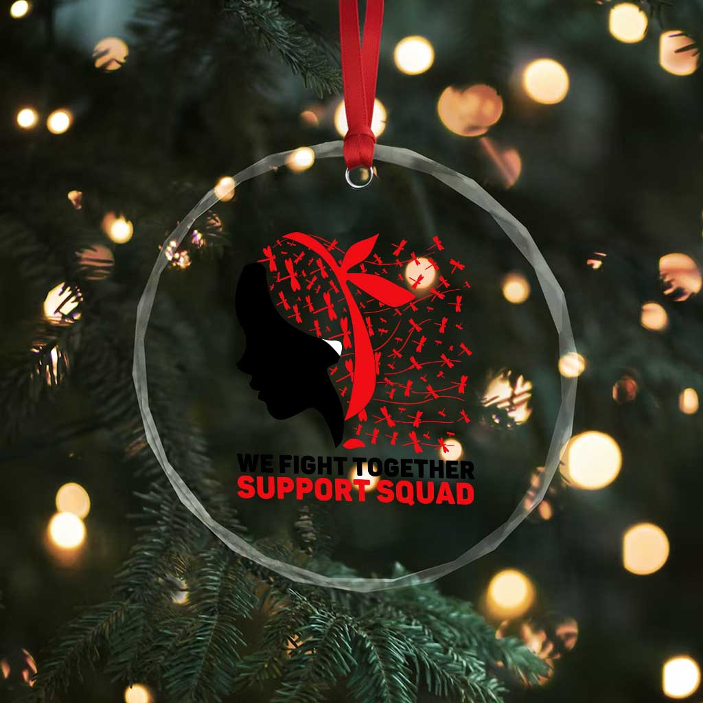 We Fight Together Support Squad Crystal Glass Ornament HIV Awareness Dragonfly Gift TS12 Print Your Wear