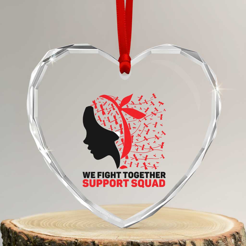 We Fight Together Support Squad Heart Crystal Glass Ornament HIV Awareness Dragonfly Gift TS12 Transparent Glass 3'' Heart Print Your Wear