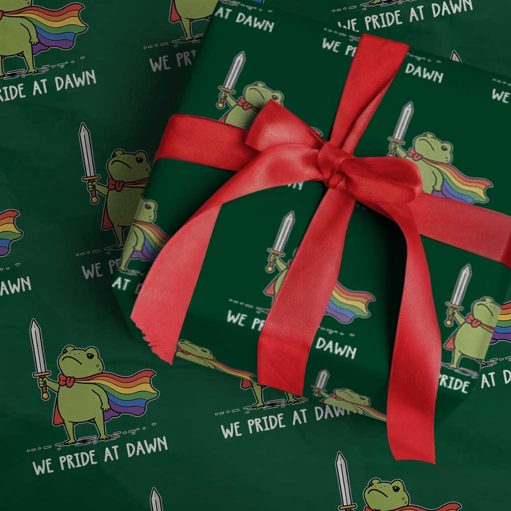 We Pride At Dawn Wrapping Paper Roll Funny LGBT Frog Rainbow Pride Month TS11 Green Print Your Wear