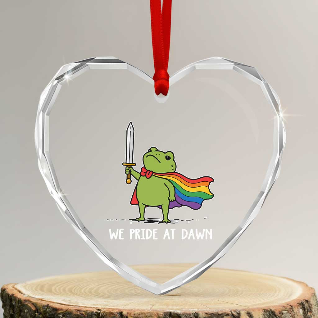 We Pride At Dawn Heart Crystal Glass Ornament Funny LGBT Frog Rainbow Pride Month TS11 Transparent Glass 3'' Heart Print Your Wear
