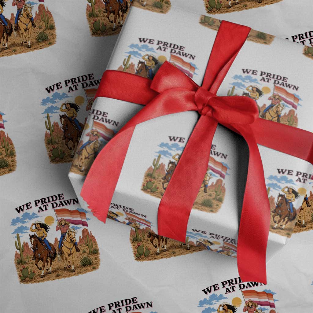 We Pride at Dawn Lesbian Cowgirl Wrapping Paper Roll Country Western Retro Graphic Pride Month