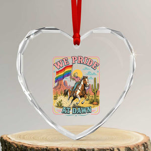 We Pride at Dawn Retro Rainbow Cowgirl Heart Crystal Glass Ornament Pride Month Country Western Vibes