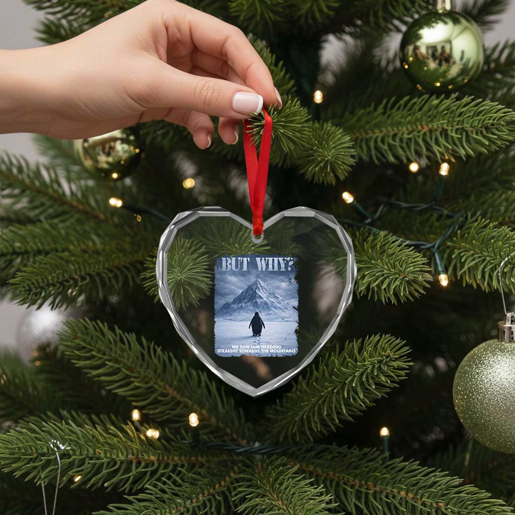 We Saw Him Heading Straight Towards The Mountain But Why Nihilist Penguin Heart Crystal Glass Ornament TS11 Print Your Wear