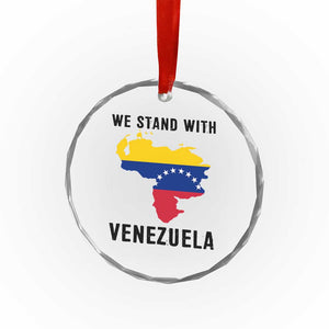 We Stand With Venezuela Crystal Glass Ornament Venezuelan Flag Unity Graphic TS02 Print Your Wear