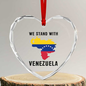 We Stand With Venezuela Heart Crystal Glass Ornament Venezuelan Flag Unity Graphic TS02 Transparent Glass 3'' Heart Print Your Wear