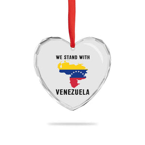 We Stand With Venezuela Heart Crystal Glass Ornament Venezuelan Flag Unity Graphic TS02 Print Your Wear