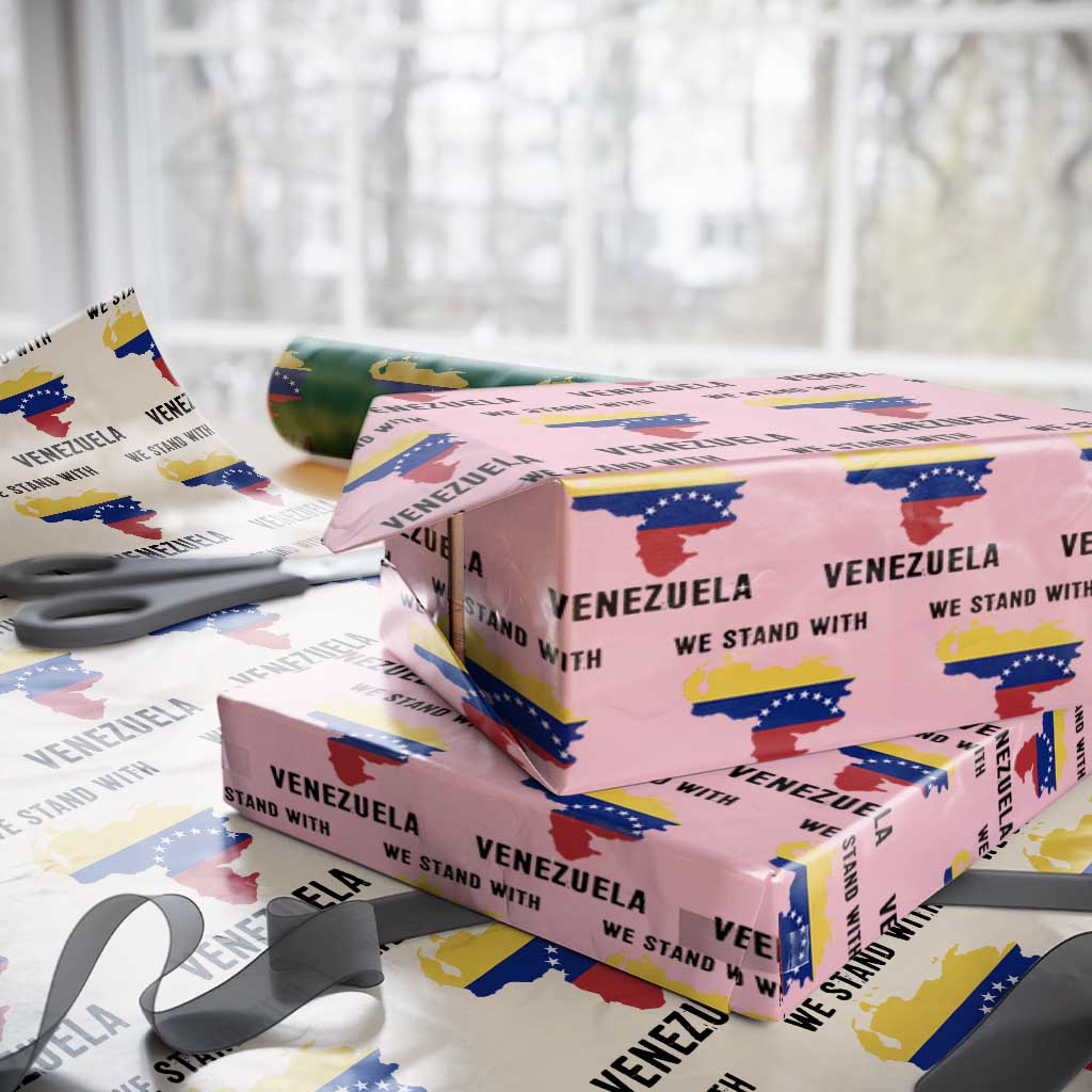 We Stand With Venezuela Wrapping Paper Roll Venezuelan Flag Unity Graphic TS02 Light Pink Print Your Wear